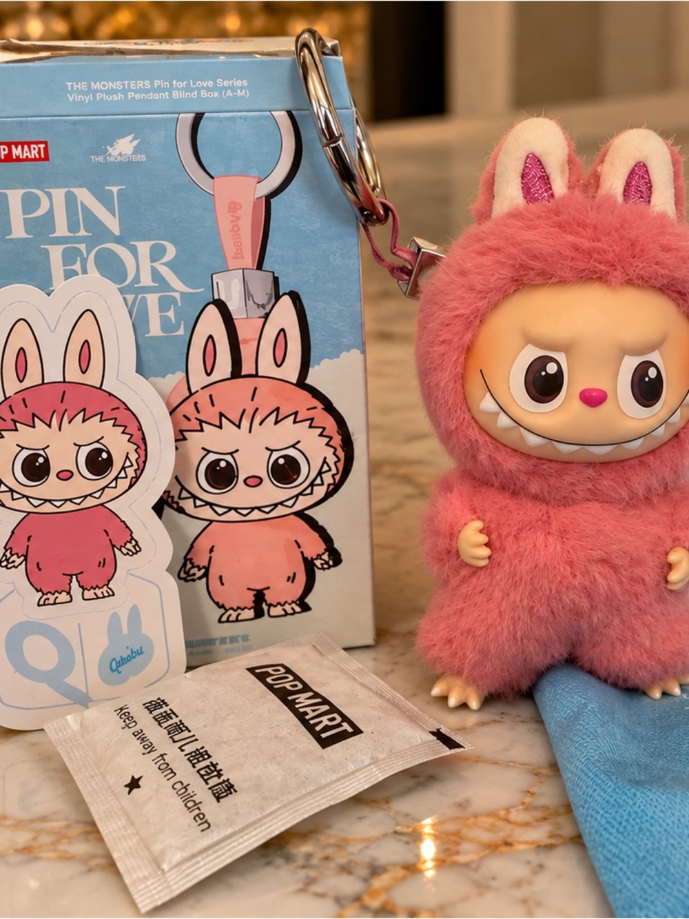 POP MART The Monsters Pin for Love Labubu /Keychain Confirmed “Q” NWOT